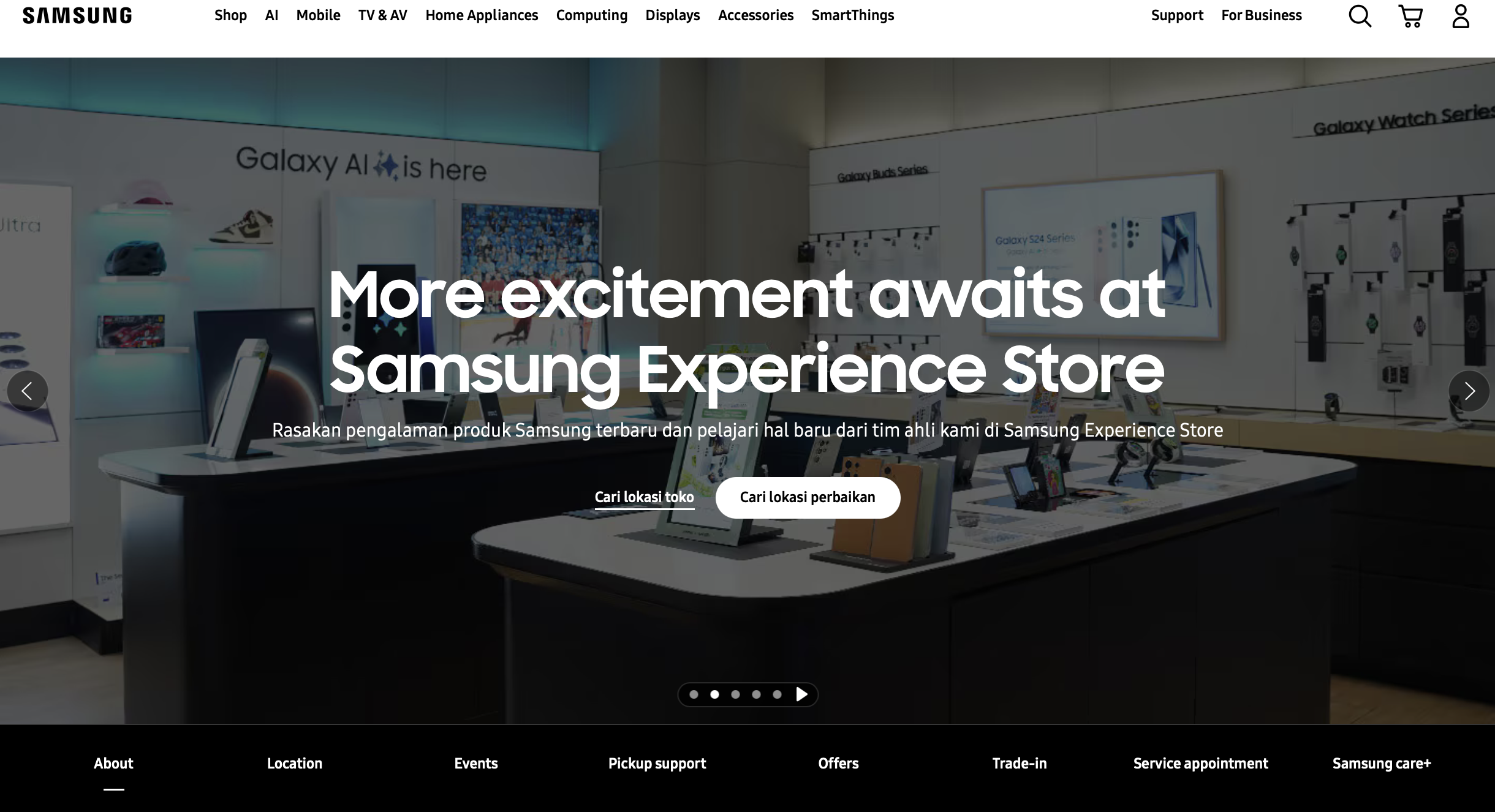 Samsung Experience Store - Landing Page